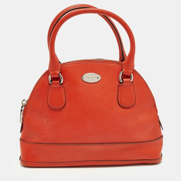 Coach Handbags - Coach Cora Dome Orange Leather Satchel